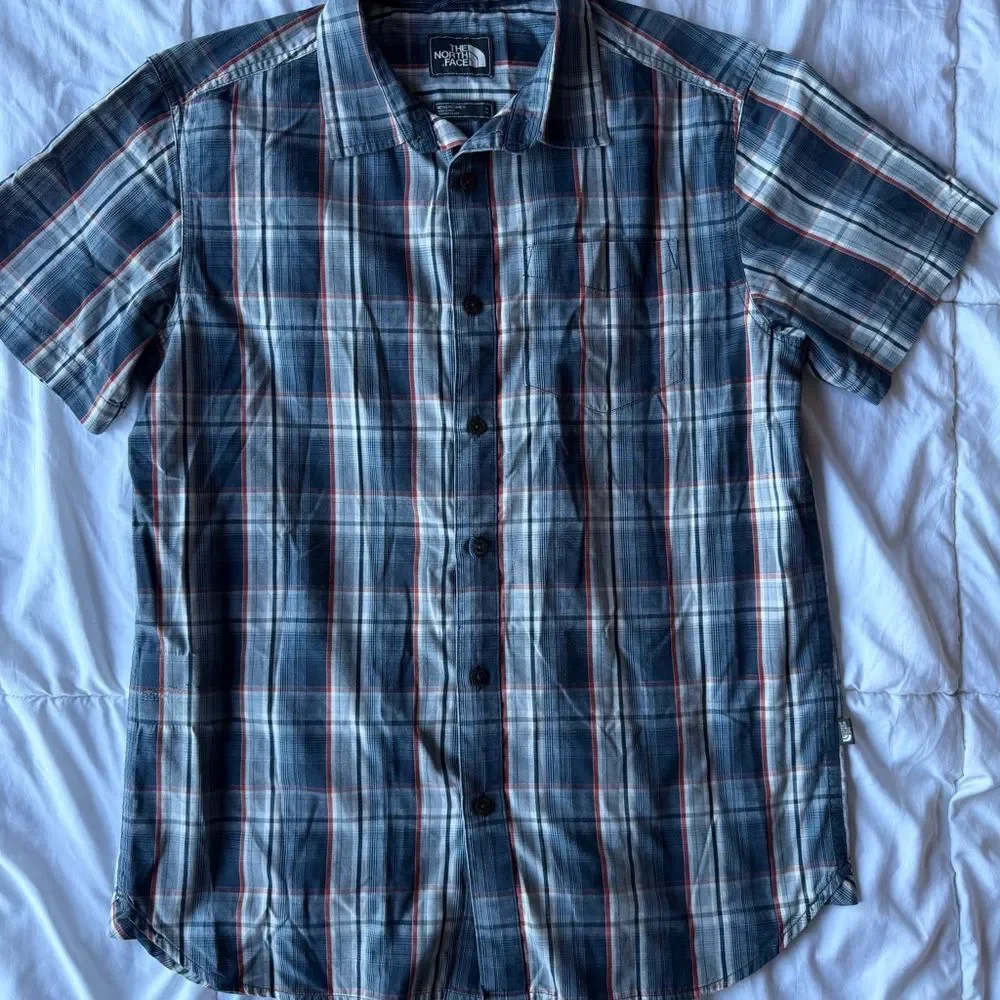 The North Face Navy and White Plaid Shirt M